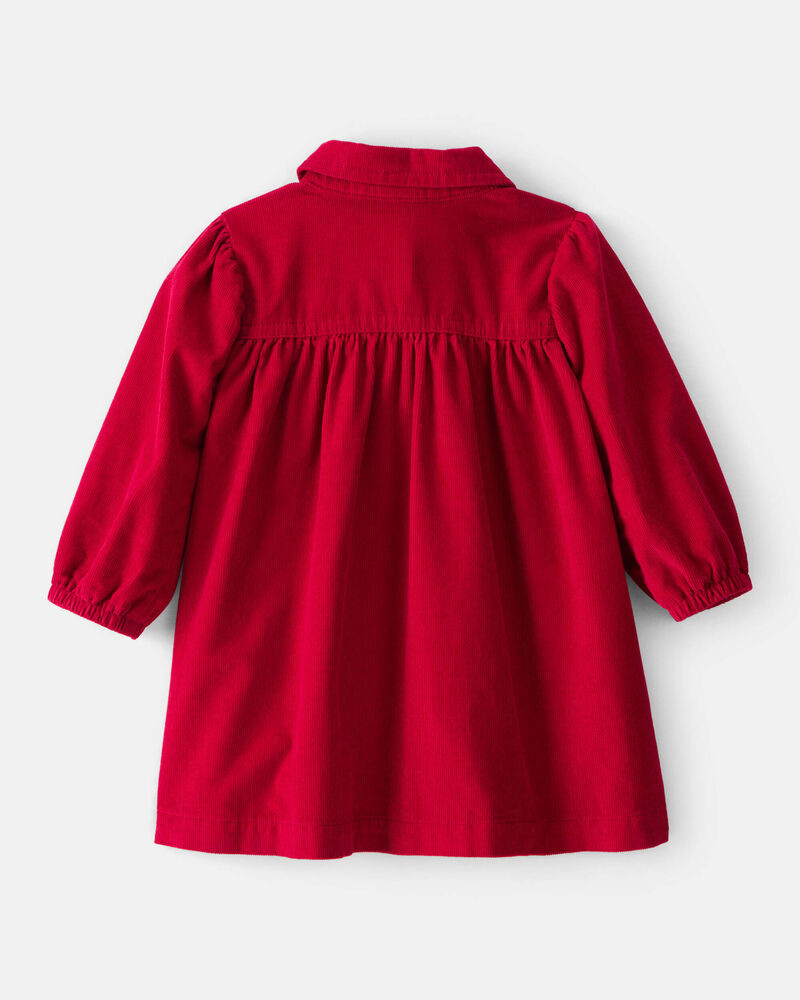Baby Girl Corduroy Long-Sleeve Dress - Red, image 2 of 5 slides