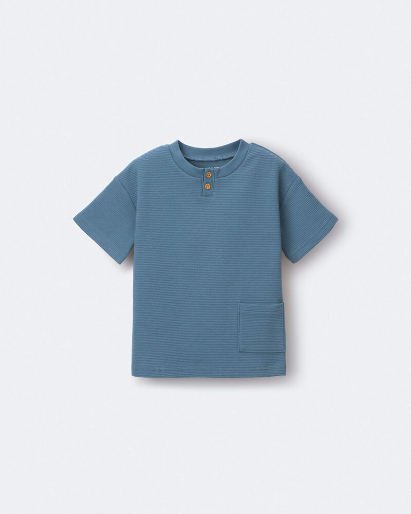 Toddler Boy Henley Tee with Pocket - Slate, image 2 of 5 slides