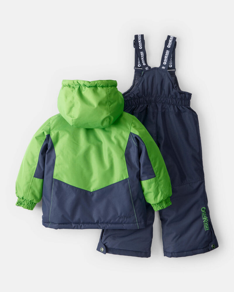 Toddler Boy 2-Piece Taslan Colorblock Snowsuit Set - Green, image 2 of 13 slides