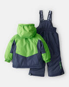 Toddler Boy 2-Piece Taslan Colorblock Snowsuit Set - Green, image 2 of 13 slides