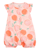 Baby Orange Print Snap-Up Cotton Romper, image 1 of 3 slides