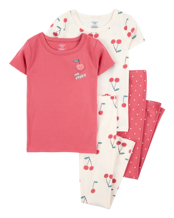 Kid 4-Piece Cherry Cotton Pyjamas, 
