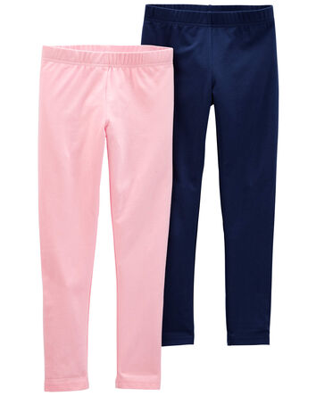 Emballage de 2 leggings rose et bleu marine pour filles , 
