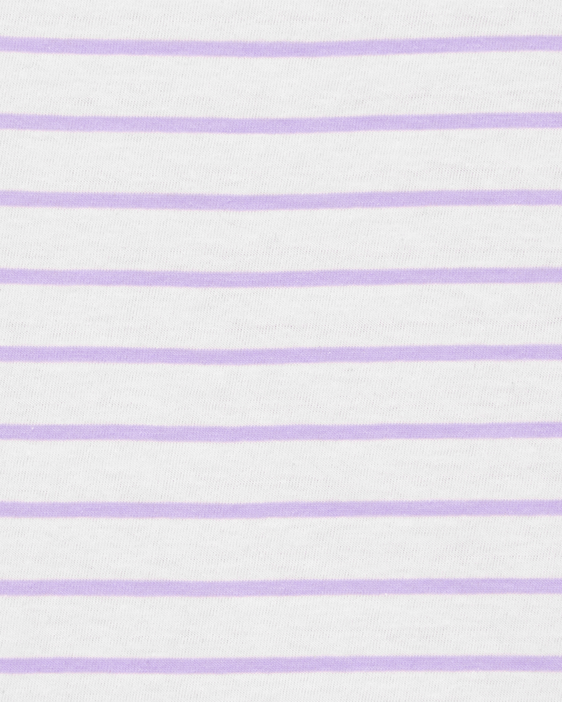 Baby Striped Flutter Short-Sleeve Tee - Purple, image 2 of 4 slides