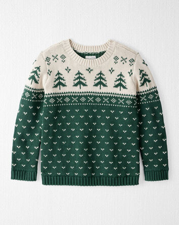 Kids Organic Cotton Fair Isle Sweater Knit Pullover, 