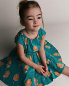Toddler Girl Avenue Twirl&trade; Dress in Floral Print - Teal, image 3 of 5 slides