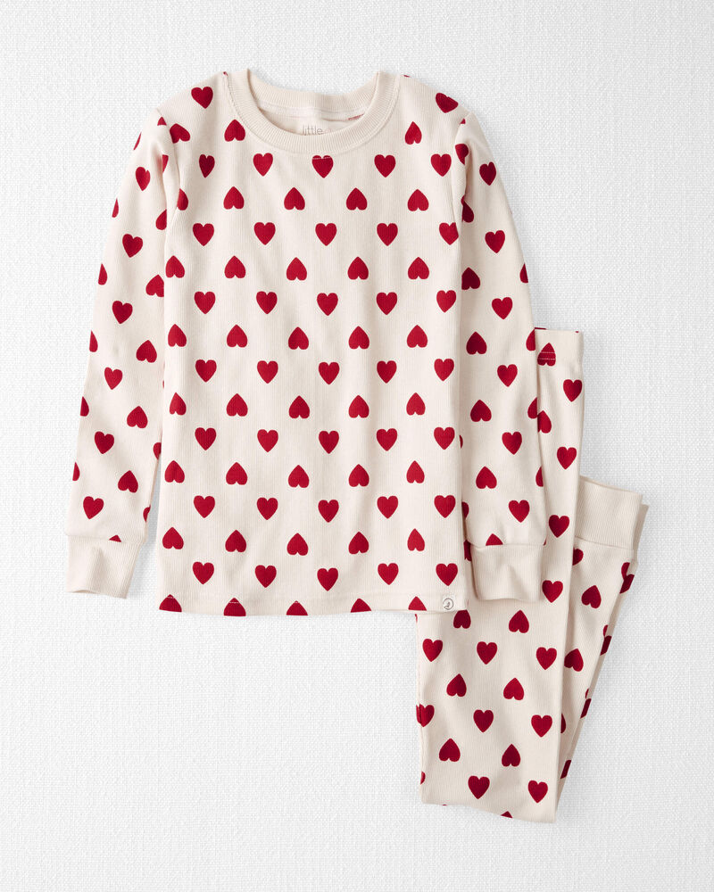 Kids 2-Piece Organic Cotton pyjamas in Hearts, image 1 of 3 slides