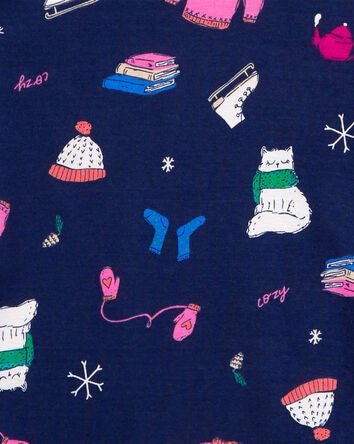 Kid 4-Piece Ice Skate & Snowflake Cotton Blend Pyjamas, 