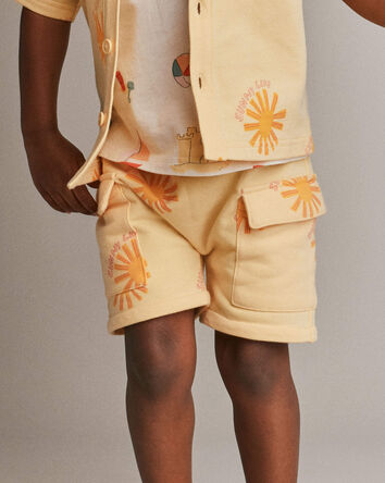 Tout-petit gar&ccedil;on - Short cargo en jersey bouclette &agrave; imprim&eacute; Rayon de soleil - Jaune, 