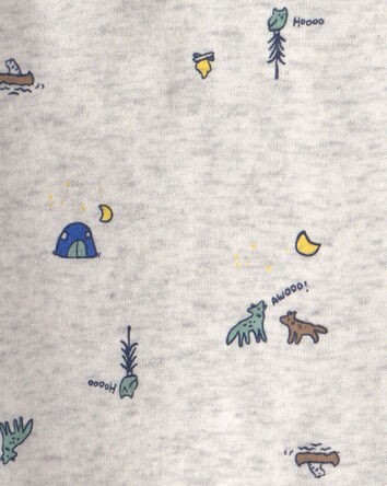 B&eacute;b&eacute; gar&ccedil;on - Ensemble 2 pi&egrave;ces cache-couche manches longues &agrave; motif camping et pantalon - Gris, 