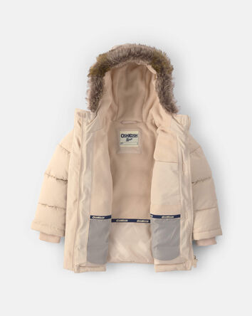 Toddler Girl Bubble Parka- Beige, 