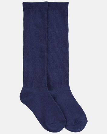 Filles - 2 paires de chaussettes aux genoux - Bleu marine, 