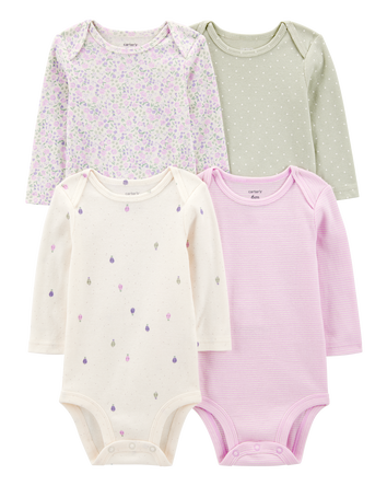Baby Girl 4-Pack Original Long-Sleeve Bodysuits, 
