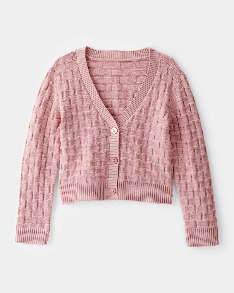 Jeune Cardigan écourté en tricot - Rose, image 1 sur 3 diapositives