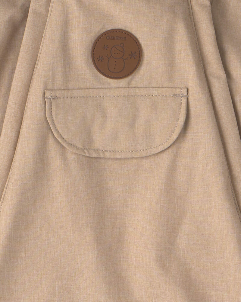 Baby Boy Solid 1 Piece Snowsuit-  Beige , image 5 of 5 slides