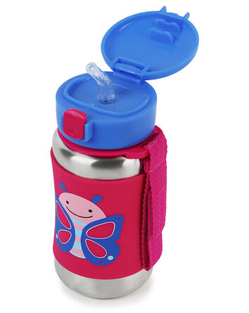 Zoo Stainless Steel Little Kid Straw Bottle, 