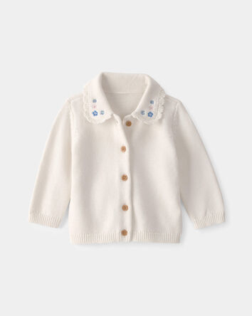 B&eacute;b&eacute; fille - Cardigan boutonn&eacute; &agrave; motif floral - Ivoire, 