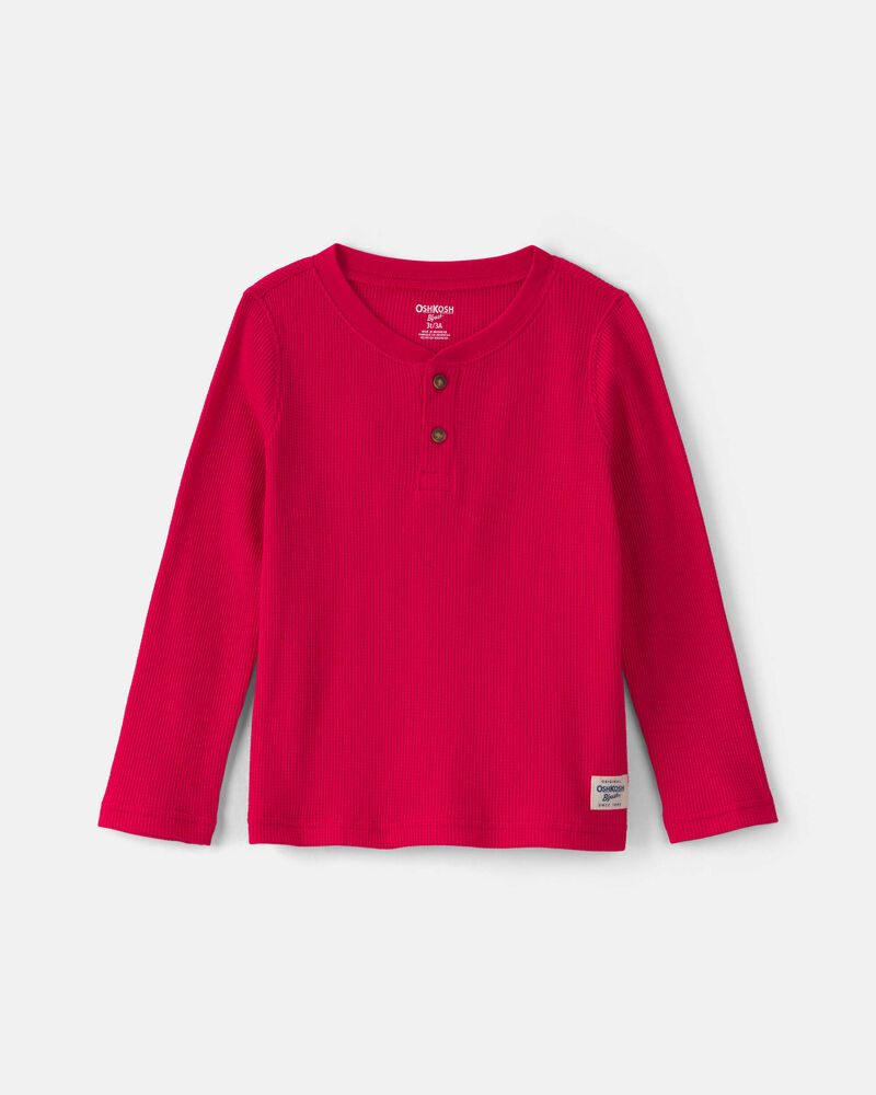 T-shirt henley manches longues isotherme - Rouge, image 1 sur 2 diapositives