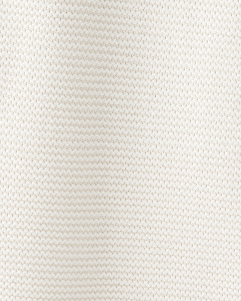 Baby Organic Cotton Textured Knit Blanket in Cream, image 4 of 5 slides