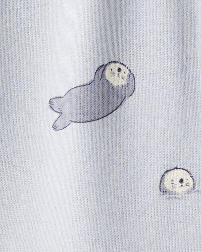B&eacute;b&eacute; - Grenouill&egrave;re ajust&eacute;e &agrave; manches longues en coton 100 % imprim&eacute; &ndash; Bleu, image 3 sur 4 diapositives