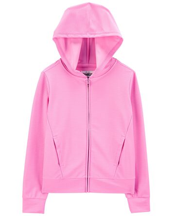 Hooded Ribbed Zip Active Jacket, 
