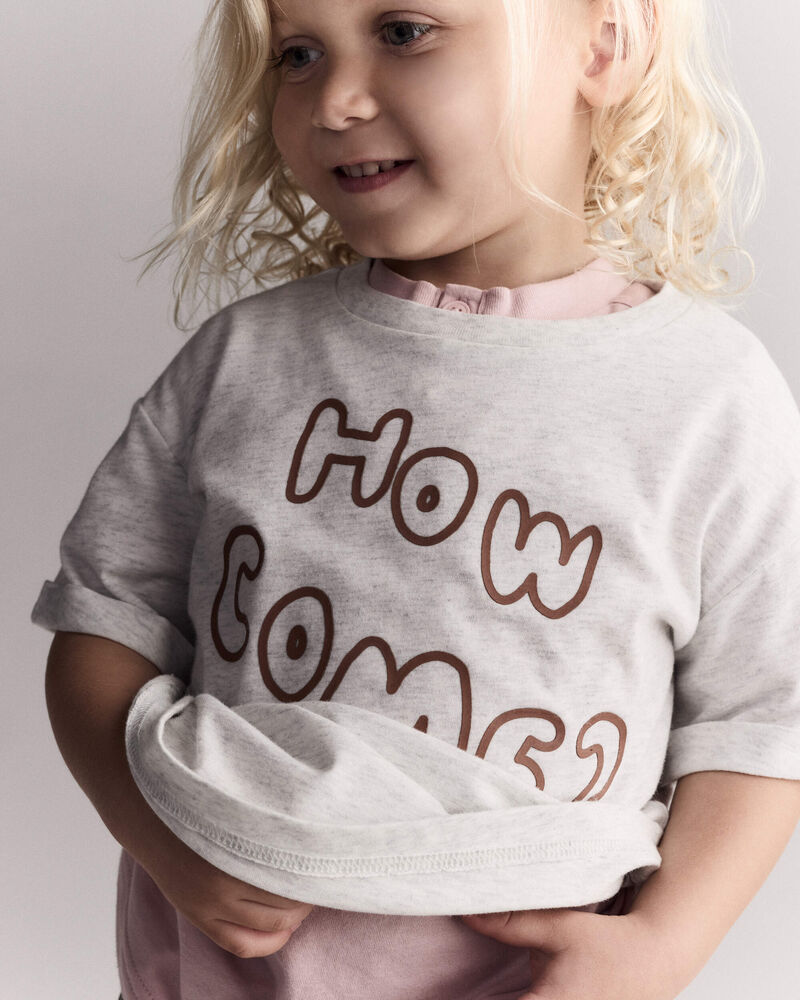 Tout-petit - T-shirt &agrave; revers roul&eacute;s &laquo;How Come&raquo; - Gris chin&eacute;, image 1 sur 6 diapositives