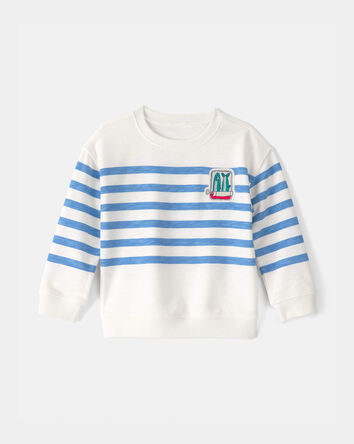 Toddler Boy Striped French Terry Pullover Sweatshirt - Blue/White, 