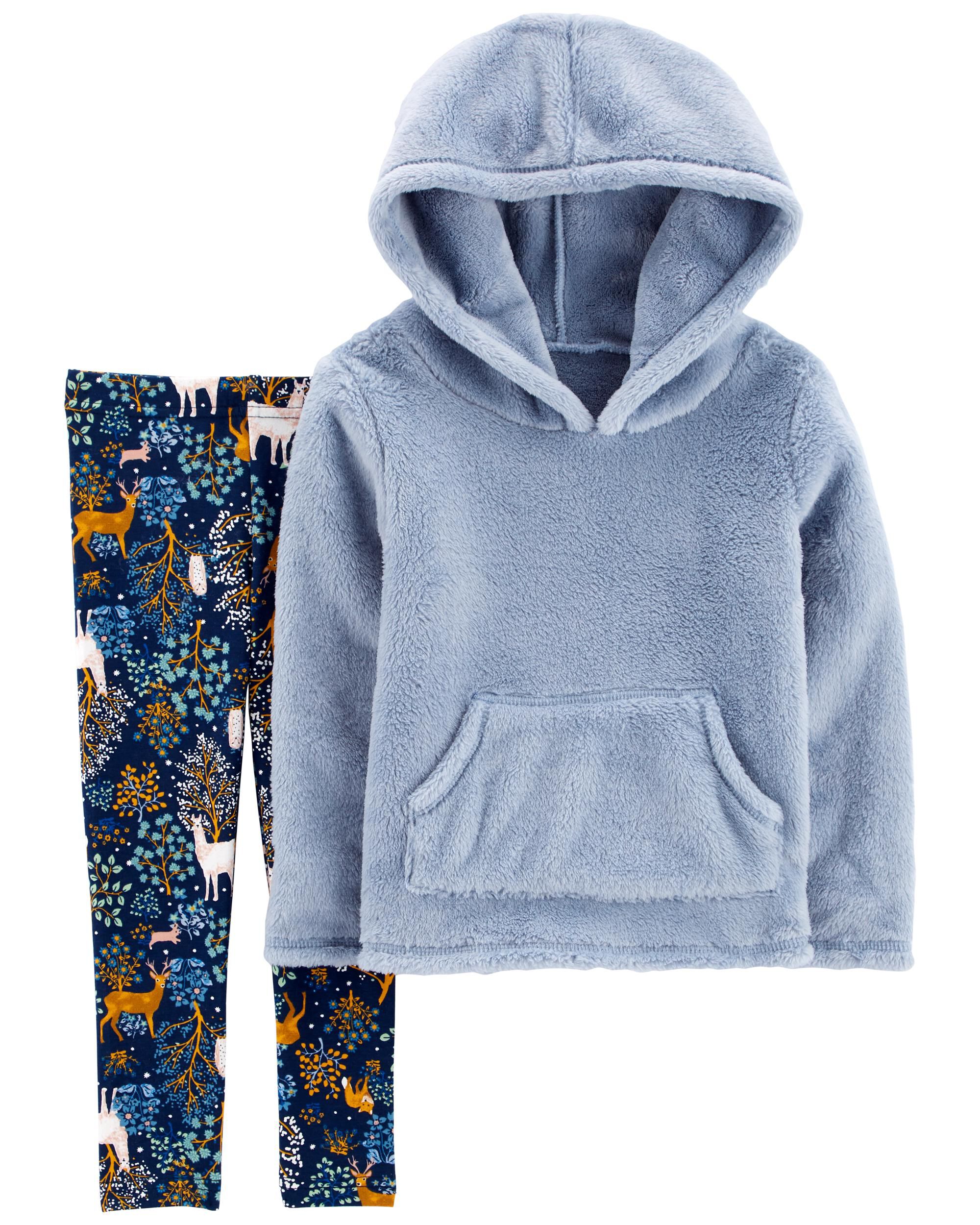 Blue 2 Piece Fuzzy Hoodie Legging Set carters