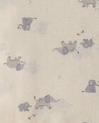 B&eacute;b&eacute; - Emballage 4 couvertures &agrave; emmailloter &agrave; motif &eacute;l&eacute;phant - Gris/Ivoire, image 4 sur 5 diapositives