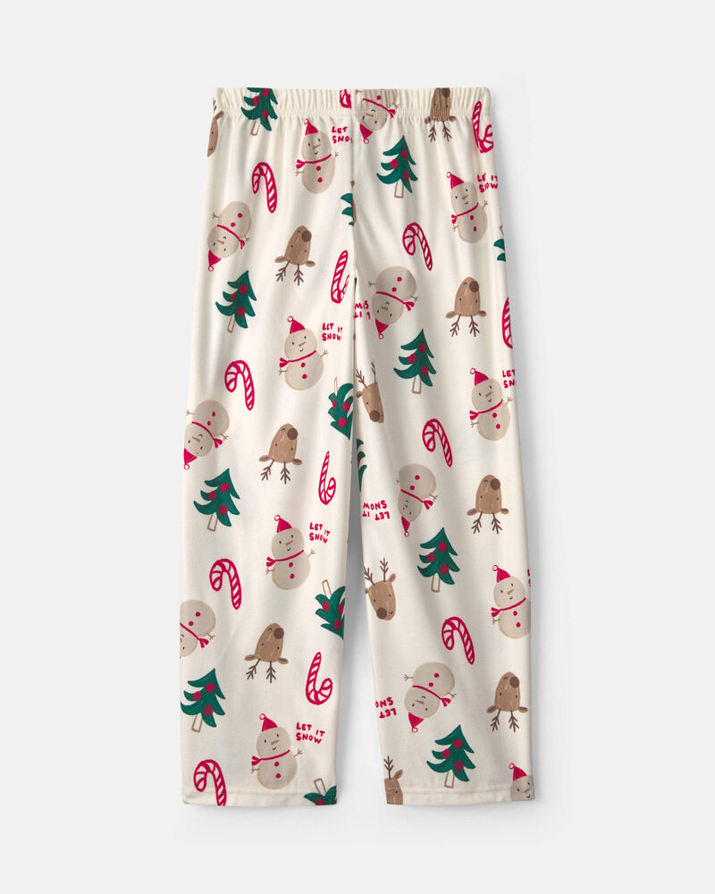 Kids Christmas Icon Fleece Loose Fit Pyjama Bottoms - Cream, image 2 of 4 slides