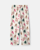 Kids Christmas Icon Fleece Loose Fit Pyjama Bottoms - Cream, image 2 of 4 slides
