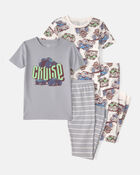 Gar&ccedil;ons - Pyjama ajust&eacute; 4 pi&egrave;ces en 100 % coton, camions monstres - Gris, image 1 sur 4 diapositives