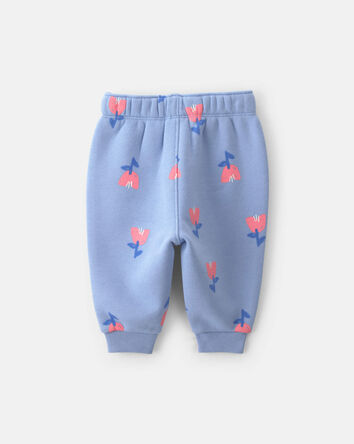 B&eacute;b&eacute; fille - Pantalon en molleton &agrave; motif floral - Bleu, 