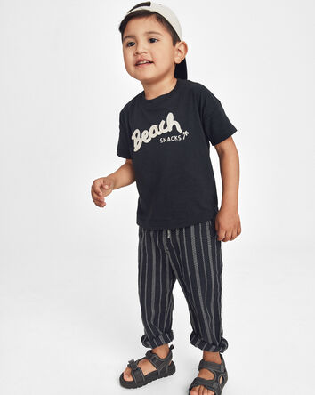 Toddler Stripe Pants - Black, 