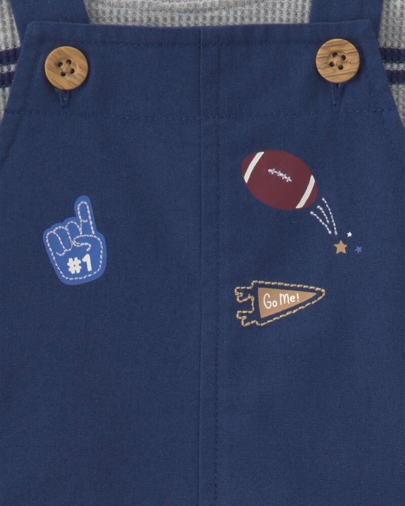 Baby Boy 2-Piece Striped Sports Thermal Overall Set - Navy, image 2 of 9 slides
