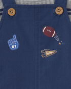 Baby Boy 2-Piece Striped Sports Thermal Overall Set - Navy, image 2 of 9 slides
