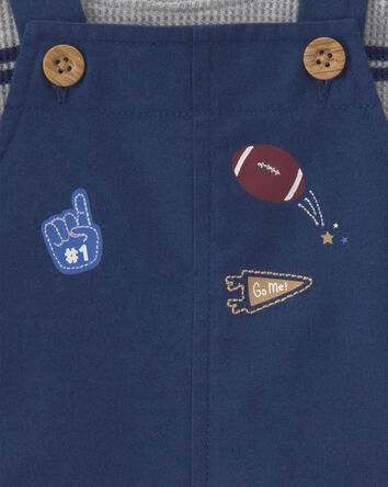 Baby Boy 2-Piece Striped Sports Thermal Overall Set - Navy, 