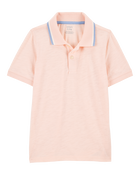 Kid Ribbed Collar Polo Shirt - Pink, image 1 of 3 slides