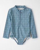 Toddler Girl Recycled Ruffle Swimsuit in Bloom Lagoon, image 1 of 5 slides