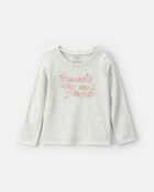 Toute-petit fille - T-shirt manches longues &agrave; imprim&eacute; &laquo;Thankful For My Family&raquo; &ndash; Gris, image 1 sur 2 diapositives