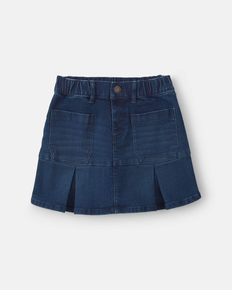 Girls Chambray Denim Skirt - Dark Wash, image 1 of 4 slides