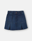 Girls Chambray Denim Skirt - Dark Wash, image 1 of 4 slides