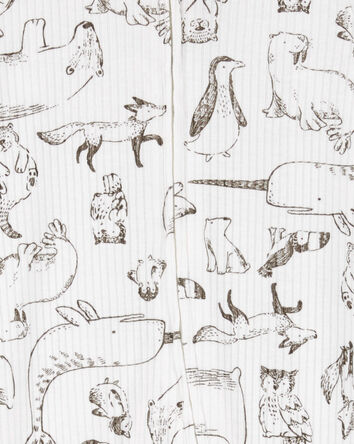 Bébé - Grenouillère isotherme à motifs d’animaux à fermeture à glissière à 2 sens, 