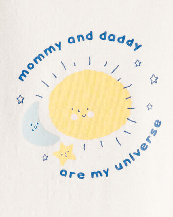 Bébé - Cache-couche en coton à manche longues et imprimé "Mommy & Daddy Are My Universe" - Blanc, 
