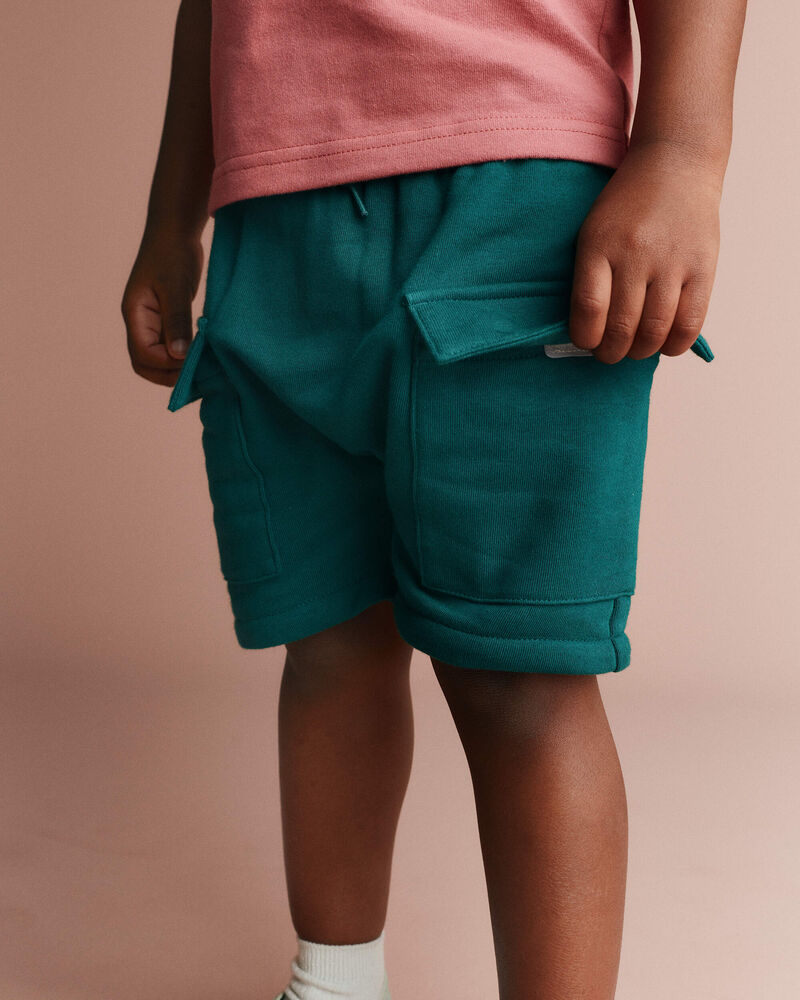 Tout-petit gar&ccedil;on - Short cargo en jersey bouclette - Vert, image 1 sur 6 diapositives