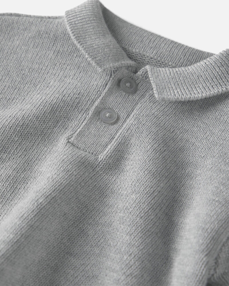 Baby Boy Organic Cotton Sweater Knit Polo, image 2 of 3 slides