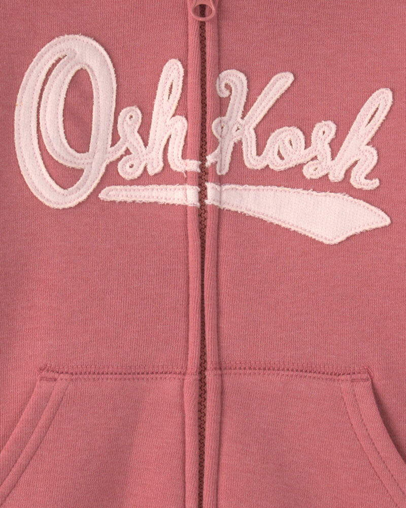 Tout-petit fille - Chandail &agrave; capuchon en molleton &agrave; fermeture &agrave; glissi&egrave;re et logo OshKosh - Rose, image 2 sur 2 diapositives