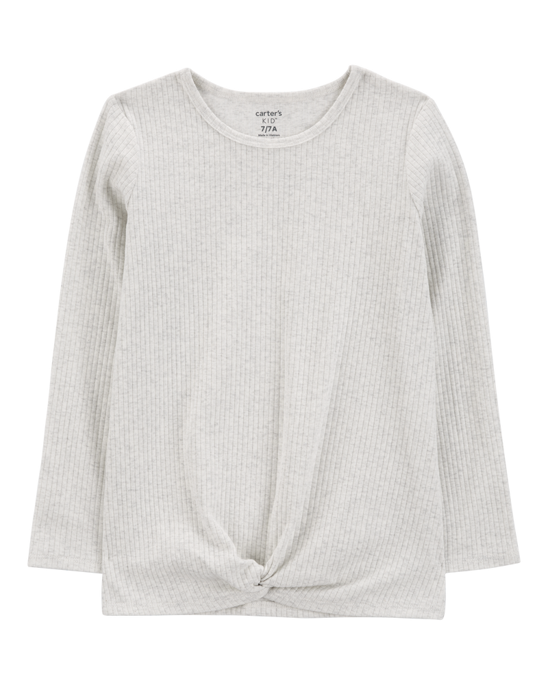 Kid Ribbed Knot Long-Sleeve Top, image 1 of 3 slides