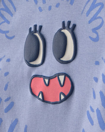 Baby Girl 4-Piece Monster 100% Cotton Snug Fit Pyjama Set - Blue/Cream, 