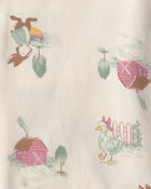 Filles - Pyjama ajust&eacute; 4 pi&egrave;ces en 100 % coton &agrave; motif poulet campagnard - Bleu/Cr&egrave;me, image 5 sur 6 diapositives